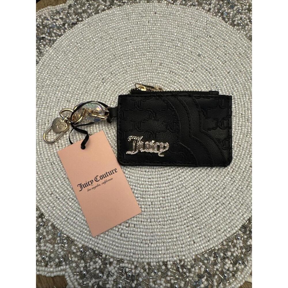 JUICY COUTURE Black Liquorice BLING BLING Elongated CC COIN ZIP Wallet Exclusive